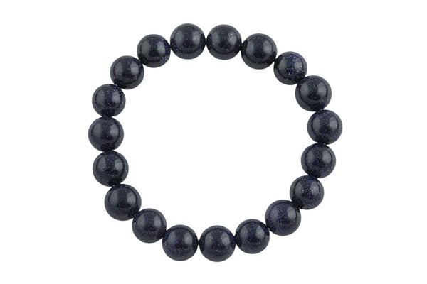 Blue Goldstone Round Size 6mm and 8mm- Handmade In USA- approx. 7" Bracelet Crystal Bracelet