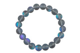 Gray Mystic Aura Quartz Matte Bracelet Matte Round Size 6mm 8mm 10mm 7-7.5" Length Bracelet Crystal Bracelet