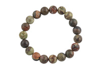 Flower Agate Jasper SmoothRound Size 10mm and 12mm- Handmade In USA- approx. 7-7.5" Bracelet Crystal Bracelet- LGS