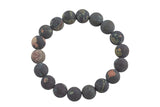 Natural Cherry Blossom Jasper - Bracelet Matte Round Size 10mm and 12mm- Handmade In USA- approx. 7-7.5" Bracelet Crystal Bracelet- LGS