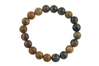 Natural Petrified Wood Smooth Round Size 10mm and 12mm- Handmade In USA- approx. 7-7.5" Bracelet Crystal Bracelet- LGS