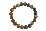 Natural Petrified Wood Smooth Round Size 10mm and 12mm- Handmade In USA- approx. 7-7.5" Bracelet Crystal Bracelet- LGS
