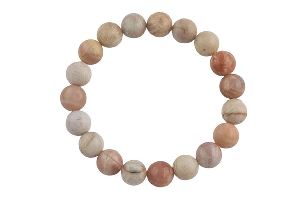 Pink Moonstone - BRACELETS NATURAL Gemstone 8mm Matte Stackable Round Gemstone- Handmade - WHOLESALE - 8mm 7” - 7.5" Bracelet