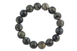 Opal Black Wood Smooth Round Size 10mm and 12mm- Handmade In USA- approx. 7-7.5" Bracelet Crystal Bracelet- LGS