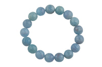 Natural Aquamarine Faceted Round Size 10mm and 12mm- Handmade In USA- approx. 7-7.5" Bracelet Crystal Bracelet- LGS