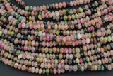 Natural Tourmaline Beads Full Strands-15.5 inches-4mm- Nice Size Hole- Diamond Cutting, High Facets- Nice and Sparkly- Faceted Roundel