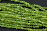 Natural Peridot Faceted Cube Beads Size 3mm 15.5" Strand