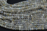 Natural Labradorite Faceted Cube Beads Size 3mm 15.5" Strand