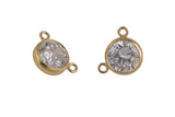 2 or 3 loop Connectors - 14kt Gold Filled or Sterling Silver 6mm CZ Diamond - Setting For NECKLACE- Top Quality AAA Cz Bezel
