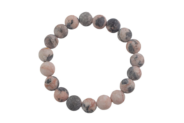 Pink Zebra Jasper Matte Round Size 6mm and 8mm- Handmade In USA- approx. 7" Bracelet Crystal Bracelet