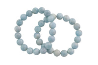 Natural Aquamarine Matte Round Size 10mm and 12mm- Handmade In USA- approx. 7-7.5" Bracelet Crystal Bracelet- LGS