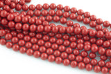 Genuine Red Bamboo Coral Smooth Round Beads 8mm 15.5" Strand