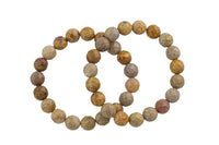 Natural Fossil Coral Bracelet Faceted Round Size 6mm and 8mm- Handmade In USA- approx. 7" Bracelet Crystal Bracelet