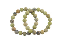 Lime Silver Leaf Jasper Matte Round Size 10mm and 12mm- Handmade In USA- approx. 7-7.5" Bracelet Crystal Bracelet- LGS