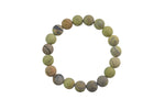 Lime Silver Leaf Jasper Matte Round Size 10mm and 12mm- Handmade In USA- approx. 7-7.5" Bracelet Crystal Bracelet- LGS