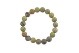 Lime Silver Leaf Jasper Matte Round Size 10mm and 12mm- Handmade In USA- approx. 7-7.5" Bracelet Crystal Bracelet- LGS