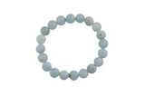 Natural Aquamarine Matte Round Size 10mm and 12mm- Handmade In USA- approx. 7-7.5" Bracelet Crystal Bracelet- LGS