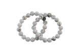 Howlite- BRACELETS NATURAL Gemstone 8mm Smooth Stackable Round Gemstone Jade Bracelets - Handmade - WHOLESALE - 8mm 7” - 7.5" Bracelet