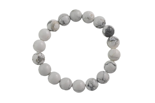 Howlite- BRACELETS NATURAL Gemstone 8mm Smooth Stackable Round Gemstone Jade Bracelets - Handmade - WHOLESALE - 8mm 7” - 7.5" Bracelet