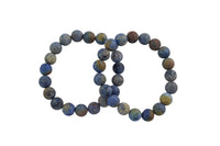 Blue Dumortierite Bracelet Matte Round Size 6mm and 8mm Handmade In USA Natural Gemstone Crystal Bracelets - Handmade Jewelry - approx. 7"