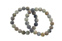 Silver Picasso Jasper Smooth Round Size 6mm and 8mm- Handmade In USA- approx. 7" Bracelet Crystal Bracelet