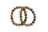 Natural Saddle Jasper Smooth Round Size 10mm and 12mm- Handmade In USA- approx. 7-7.5" Bracelet Crystal Bracelet- LGS