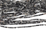 Natural Tourmalinated Quartz Beads Full Strands-15.5 inches-2mm-Nice Size Hole-Diamond Cutting,High Facets-Nice and Sparkly-Faceted Rondelle