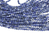 Natural Sodalite Beads Full Strands-15.5 inches-3mm- Nice Size Hole- Diamond Cutting High Facets- Nice and Sparkly- Faceted Round