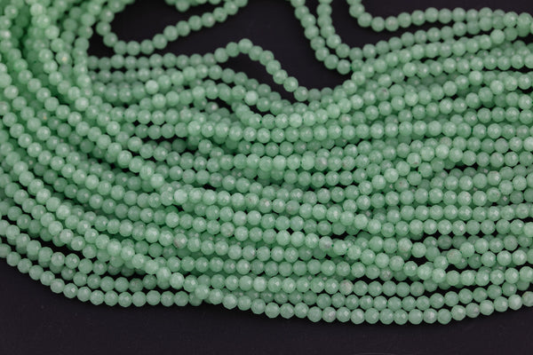 Natural Green Aventurine Beads Full Strands-15.5 inches-3mm- Nice Size Hole- Diamond Cutting High Facets- Nice and Sparkly- Faceted Round