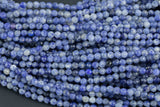 Natural Sodalite Beads Full Strands-15.5 inches-3mm- Nice Size Hole- Diamond Cutting High Facets- Nice and Sparkly- Faceted Round