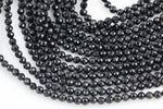 Natural Faceted Black Tourmaline A Grade High Quality in Faceted Round-Full Strand,3mm and 4mm - Wholesale Beads Gemstone Beads