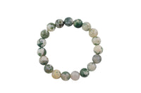 Natural Green Moss Agate Bracelet Smooth Round Size 6mm and 8mm- Handmade In USA- approx. 7" Bracelet Crystal Bracelet