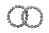 Silver Picasso Jasper Smooth Round Size 6mm and 8mm- Handmade In USA- approx. 7" Bracelet Crystal Bracelet