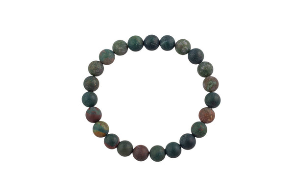 Natural Bloodstone - Bracelet Matte Round Size 10mm and 12mm- Handmade In USA- approx. 7-7.5" Bracelet Crystal Bracelet- LGS