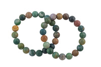 Natural Indian Agate Bracelet Matte Round Size 6mm and 8mm- Handmade In USA- approx. 7" Bracelet Crystal Bracelet