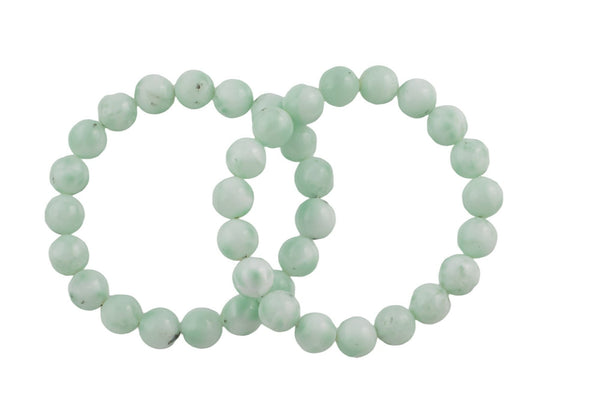 Natural Light Green Angelite Bracelet Smooth Round Size 6mm and 8mm- Handmade In USA- approx. 7" Bracelet Crystal Bracelet