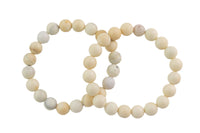 Cream Jasper Smooth Round Size 6mm and 8mm- Handmade In USA- approx. 7" Bracelet Crystal Bracelet