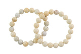 Cream Jasper Smooth Round Size 6mm and 8mm- Handmade In USA- approx. 7" Bracelet Crystal Bracelet