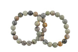 Silver Picasso Jasper Smooth Round Size 6mm and 8mm- Handmade In USA- approx. 7" Bracelet Crystal Bracelet