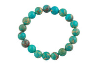 Aqua Sea Sediment Jasper Round Size 6mm and 8mm- Handmade In USA- approx. 7" Bracelet Crystal Bracelet