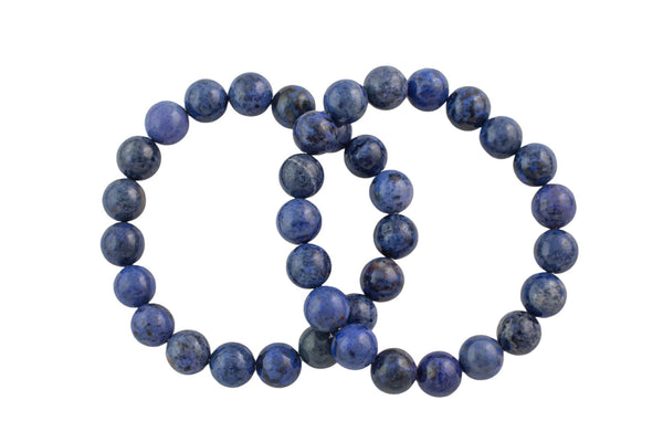 Blue Dumortierite Bracelet Smooth Round Size 6mm and 8mm Handmade In USA Natural Gemstone Crystal Bracelets - Handmade Jewelry - approx. 7"