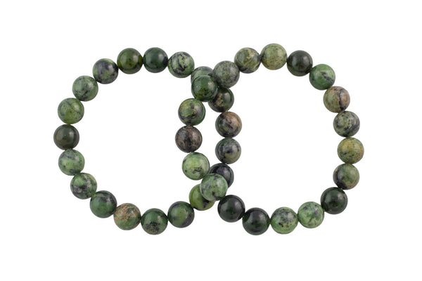 Natural Green Caldrite Round Size 6mm and 8mm- Handmade In USA- approx. 7" Bracelet Crystal Bracelet