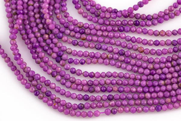 Gorgeous Natural Phosphosiderite 2.5mm Round Beads Micro Faceted Gemstone Genuine Lilac Purple Stone Beads 15.5" Strand