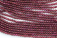 Natural Garnet Faceted 3mm Round Beads Micro Faceted Tiny Small Round Beads Diamond Cut Gemstone 15.5" Strand