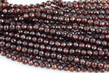 Micro Faceted Natural Red Orange Hessonite Garnet Round Beads 4mm Faceted Round Beads 15.5" Strand