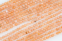 Natural Sunstonee eads Full Strands-15.5 inches-3mm- Nice Size Hole- Diamond Cutting High Facets- Nice and Sparkly- Faceted Round