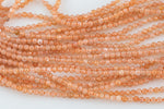 Natural Sunstonee eads Full Strands-15.5 inches-3mm- Nice Size Hole- Diamond Cutting High Facets- Nice and Sparkly- Faceted Round