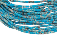 Blue Sea Sediment Jasper beads tube tubular beads 15.5" 4x13mm