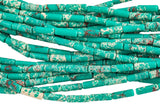 Aqua Green Sea Sediment Jasper beads tube tubular beads 15.5" 4x13mm