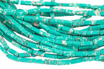 Aqua Green Sea Sediment Jasper rectangular tube tubular beads 15.5" 4x13mm